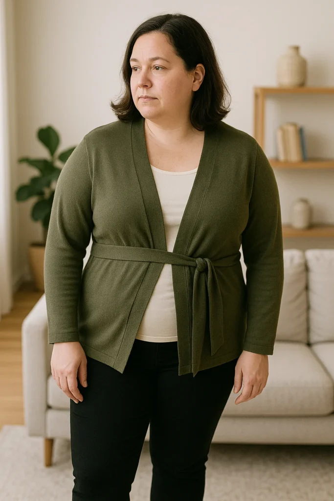 A women wear a dress that hide her tummy fat