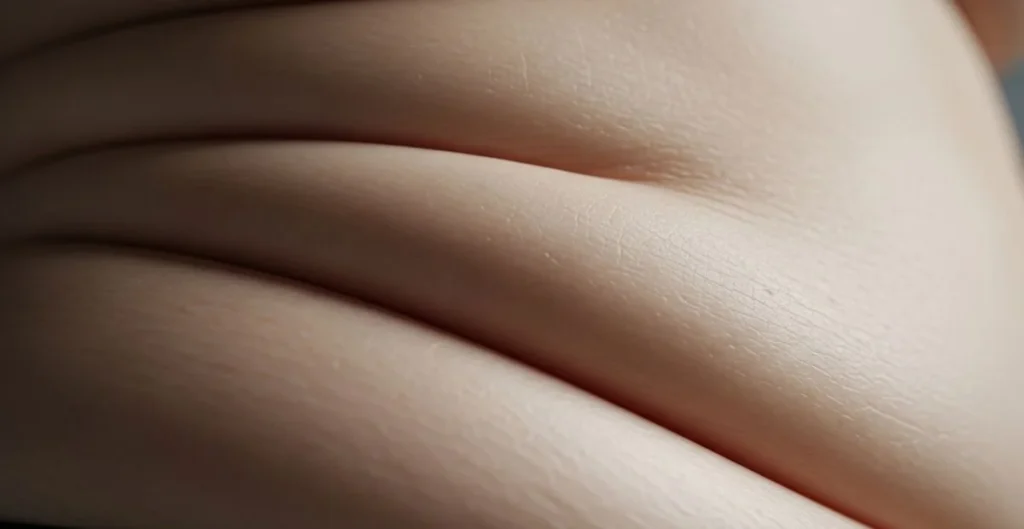 Close-up of smooth, pale skin with subtle folds