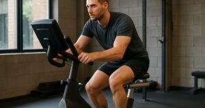 A man using Stationary bike 