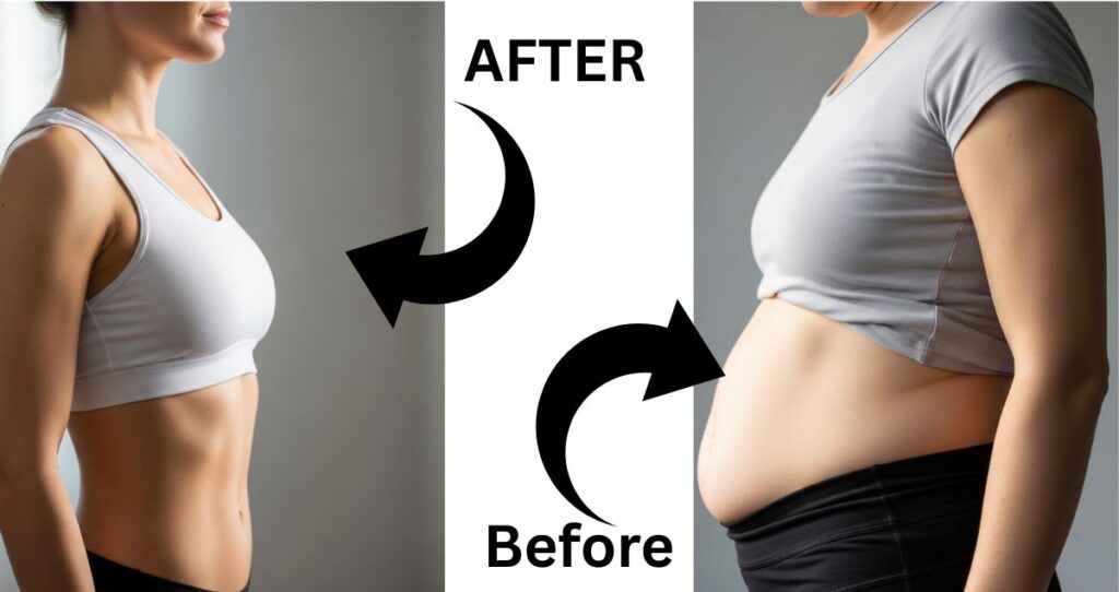 before and after alcohol belly women
